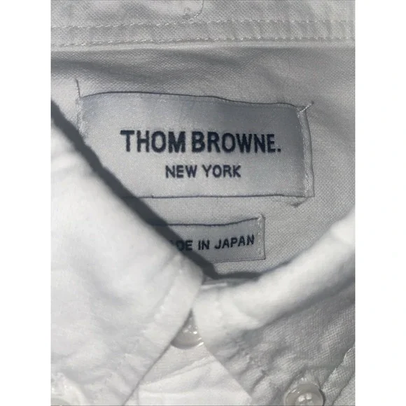 Thom Browne New York Shirt Mens Button Up Oxford White Striped Red Blue Size 0 - Picture 2 of 6